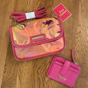 Juicy Couture- New Iridescent Pink Small Crossbody Bag and Pink Leather Wallet.